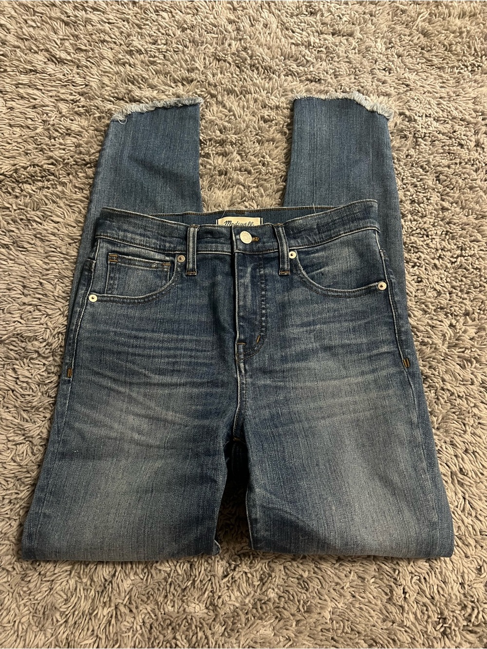 Madewell Raw-Hem Straight Jeans in Blue Denim